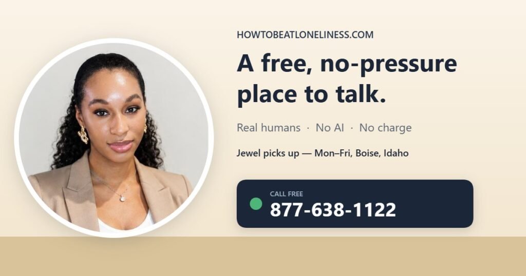How to beat loneliness — Jewel, the first phone companion at HowToBeatLoneliness, answers the free line at 877-638-1122