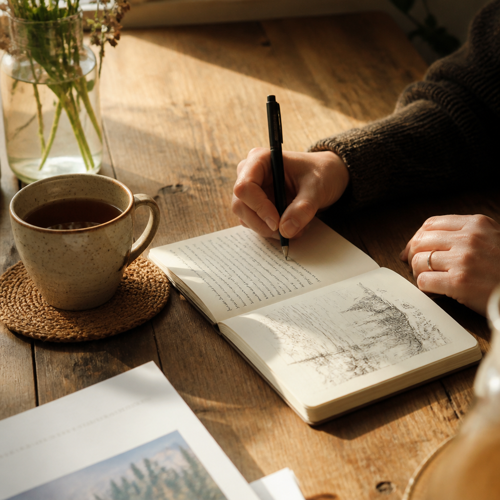 hobbies for people who love solitude - journaling at a quiet table