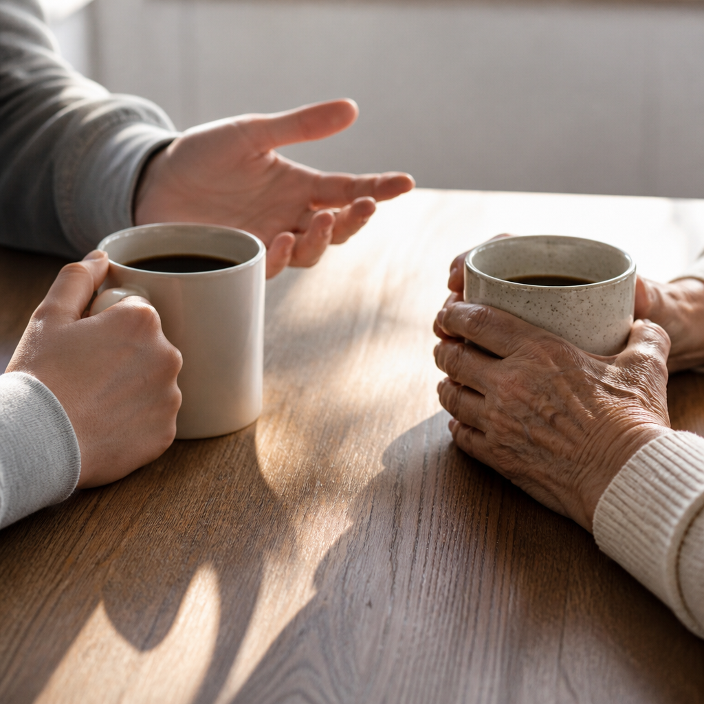 questions about loneliness — hands across table showing connection