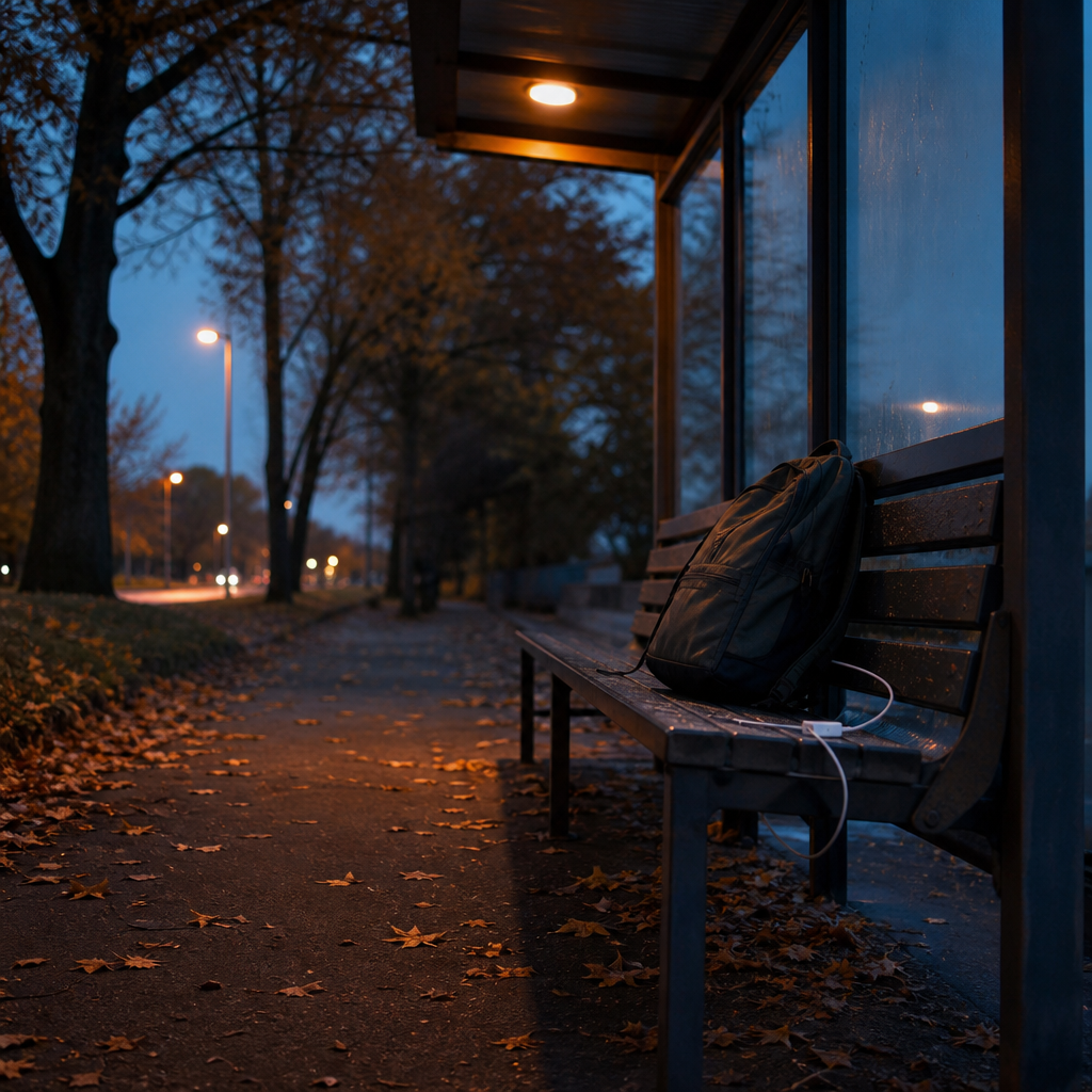 loneliness and quality of life — an empty bench at a bus stop at dusk